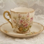チェコ製 A. STELLMACHER TURN Teplitz porzellan アーモンドの花 やさしい雰囲気のカップ&ソーサー 1859~1934年頃